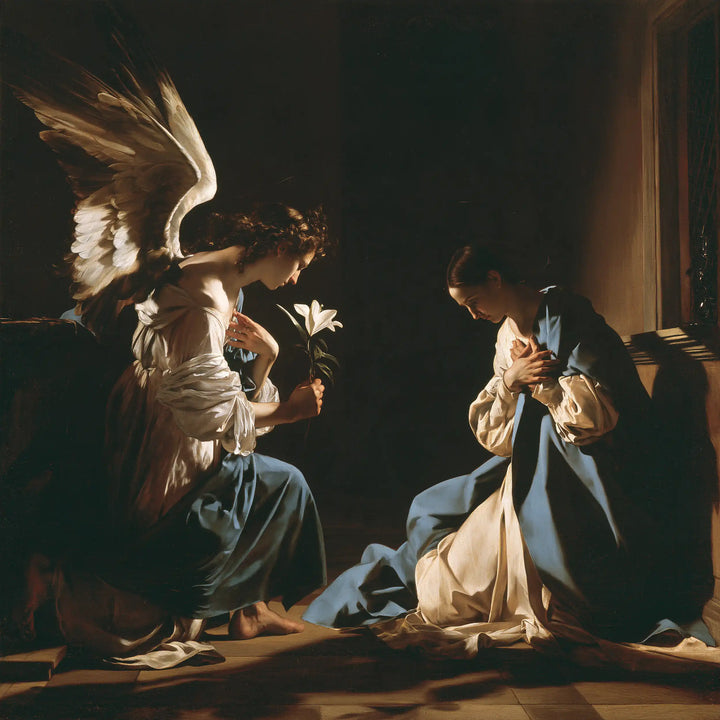 The Annunciation - Caravaggio Tenebrism · Square n° 2