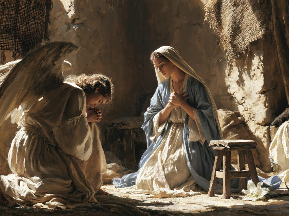 the Annunciation in the chamber at Nazareth in The Chamber in Nazareth style, landscape Christian artwork no. 5