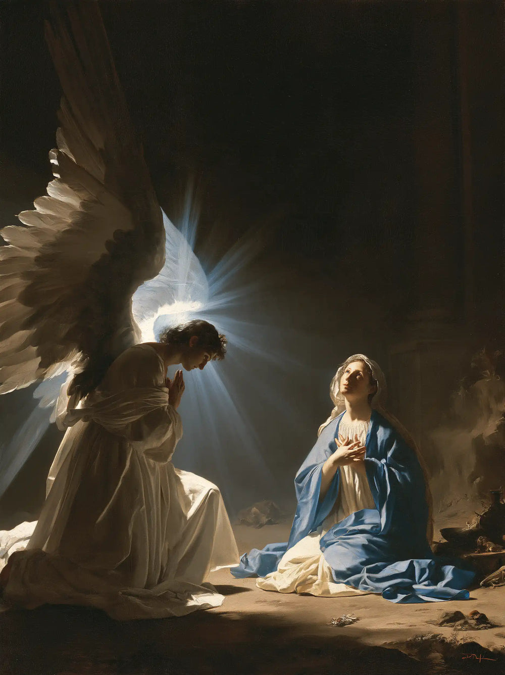 Gabriel in radiant light at the Annunciation in Gabriel in Radiant Light style, portrait Christian artwork no. 14