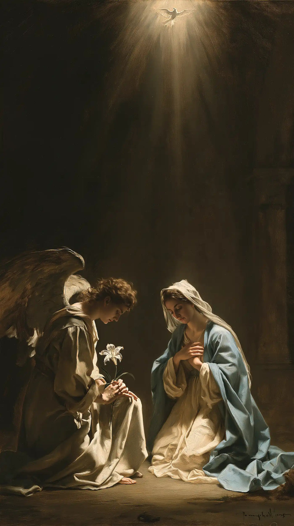 the Annunciation with the Holy Spirit in The Holy Spirit style, portrait Christian artwork no. 3