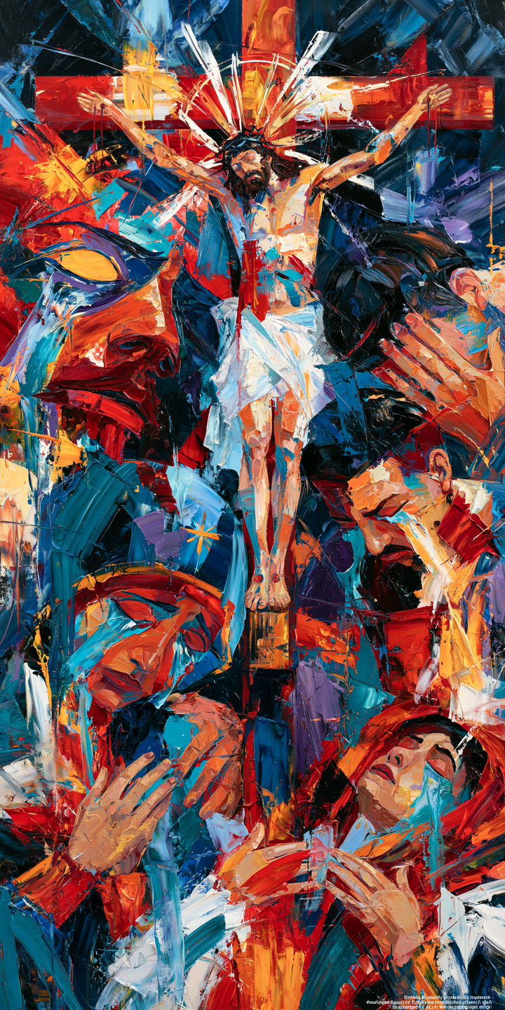 The Crucifixion — Faces Scattered around the Gift