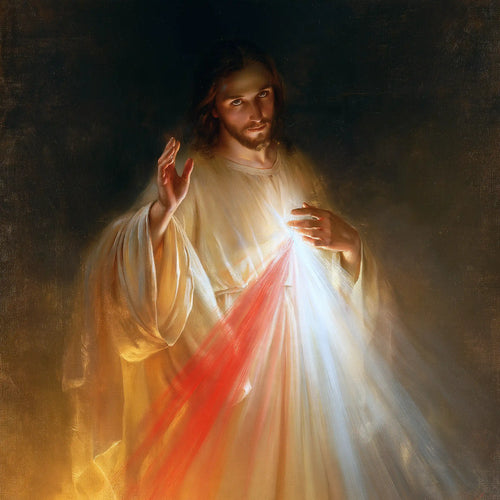 Jesus expressing compassion and divine mercy in Compassion and Mercy style, square Christian artwork no. 2