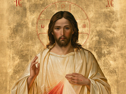 Divine Mercy Jesus in a contemporary Byzantine icon in Contemporary Byzantine style, landscape Christian artwork no. 3
