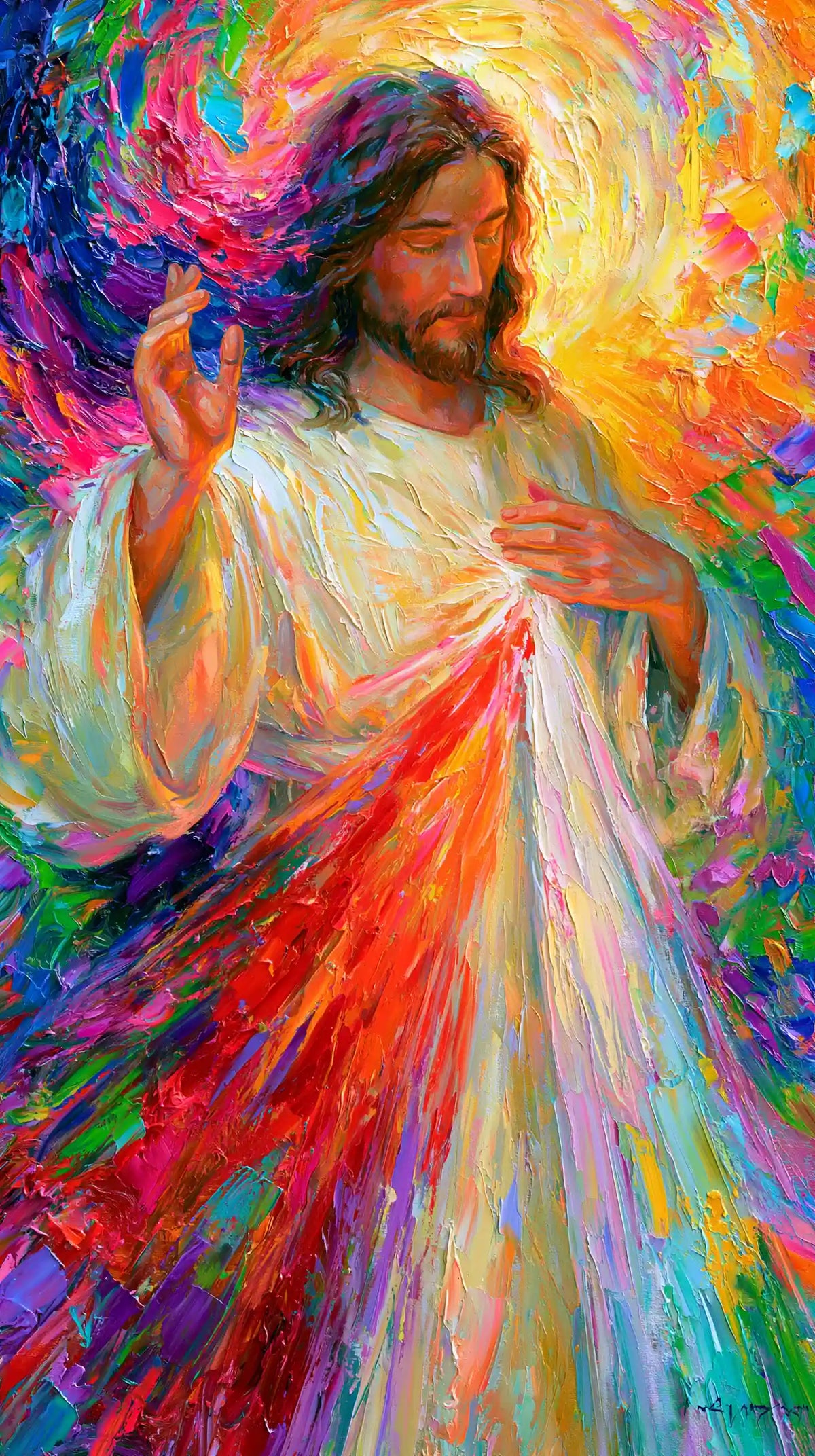 Divine Mercy Jesus – Ultra-Vibrant Expressionism · Portrait no. 3