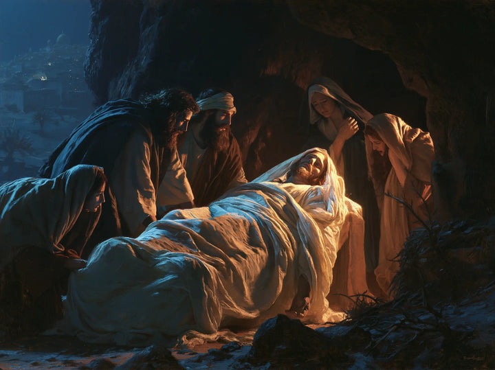 The Entombment of Jesus Christ — The Cloth with Indigo Shadows