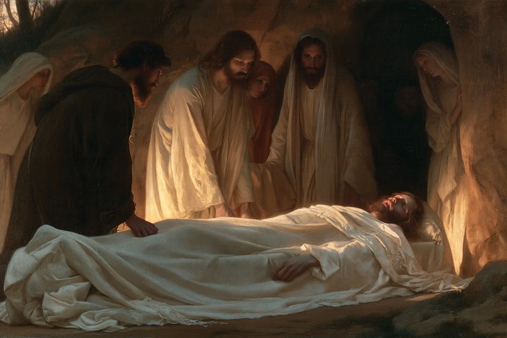 The Entombment of Jesus Christ — Pale Robes Around the Face
