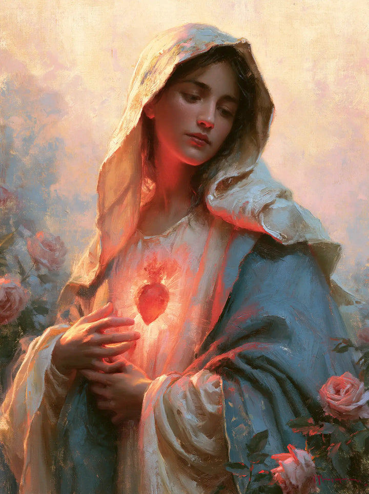 The Immaculate Heart of Mary — The Pink Reflection Beneath Closed Eyelids