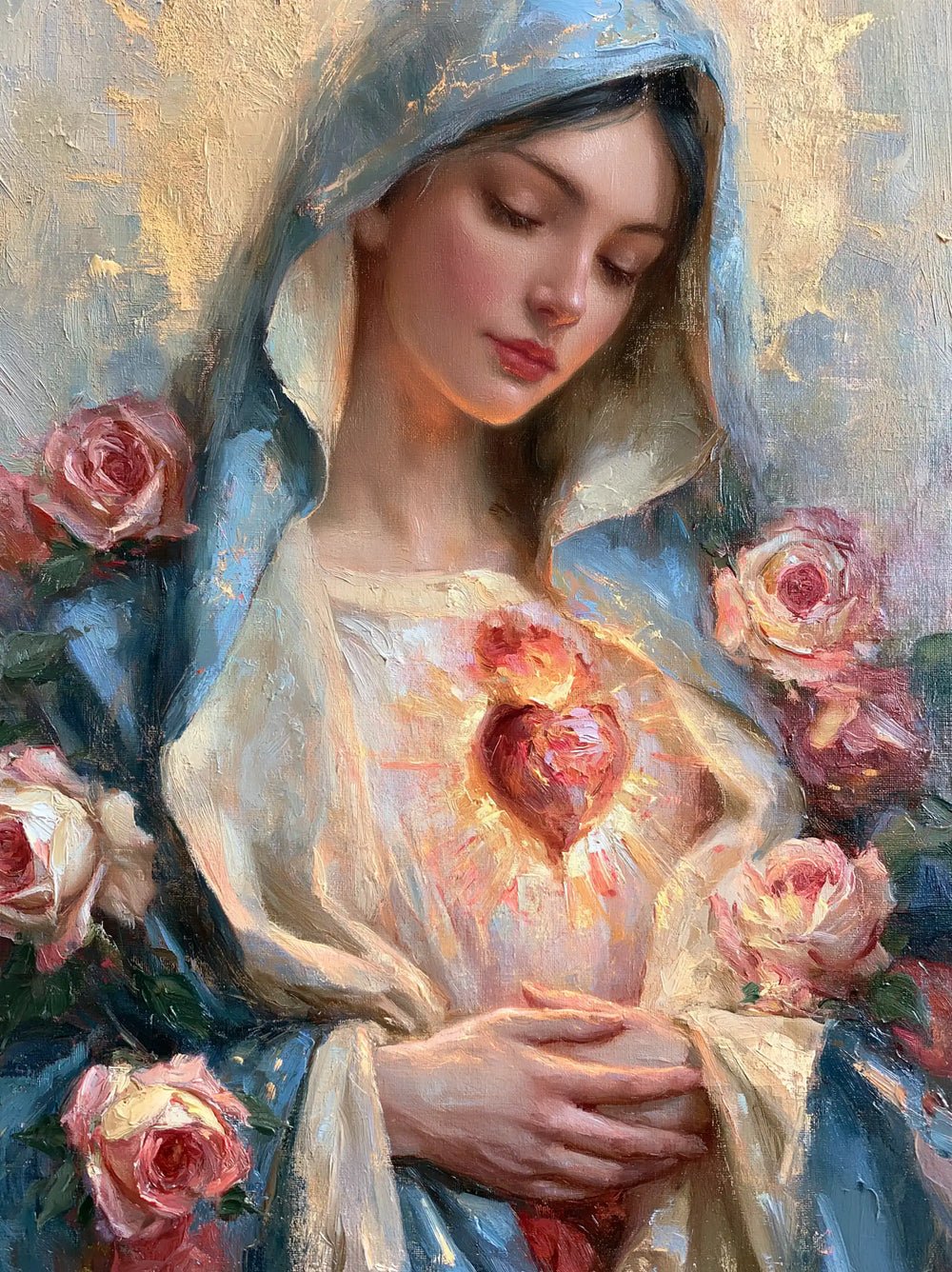 the Immaculate Heart of Mary in an impressionist atmosphere in Impressionist style, portrait Christian artwork no. 16