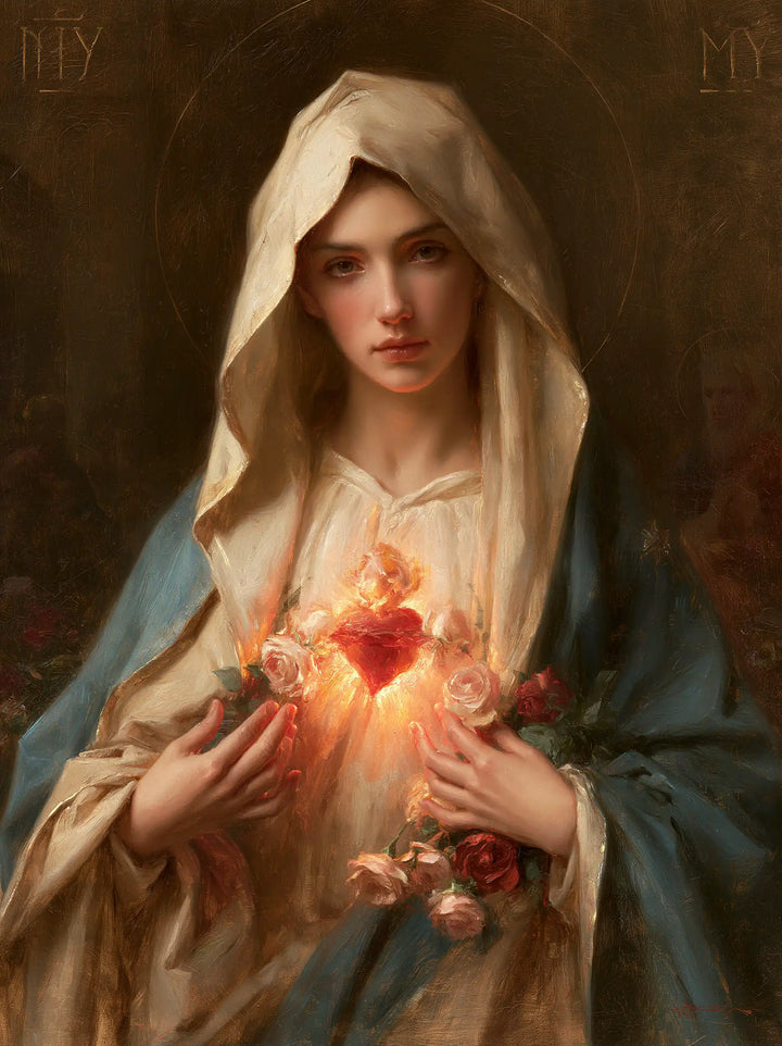 The Immaculate Heart of Mary — The Pale Garland Between Open Palms