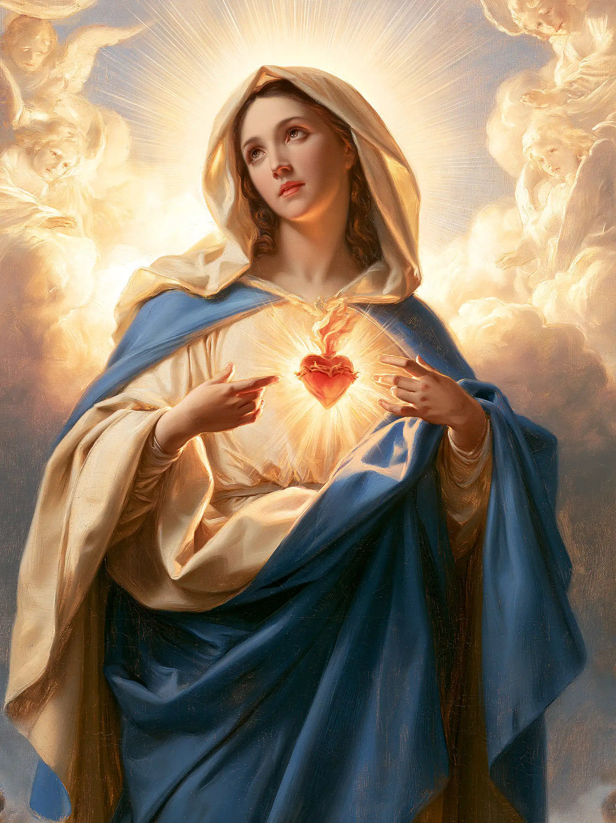 The Immaculate Heart of Mary — The Heart Between Hands and Dawn