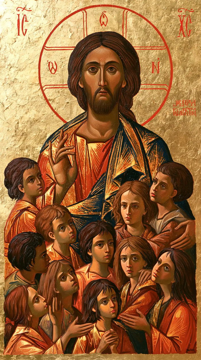 Jesus and the Children — Childhood Gathered beneath the Red Tunic