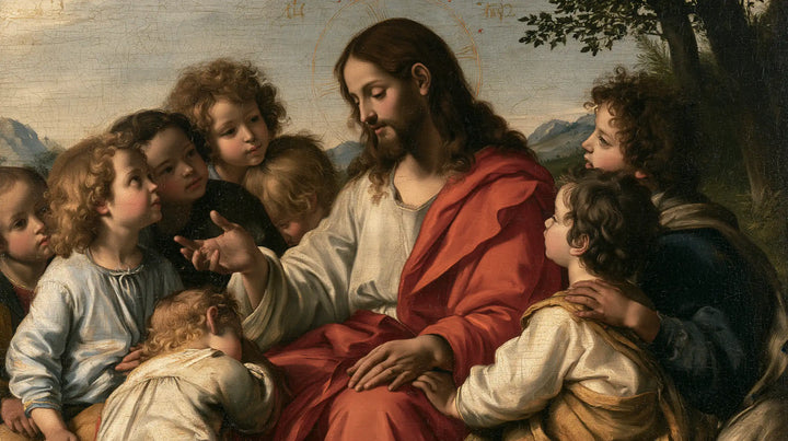 Jesus and the Children — The Little Rest upon the Red-Clad Knees