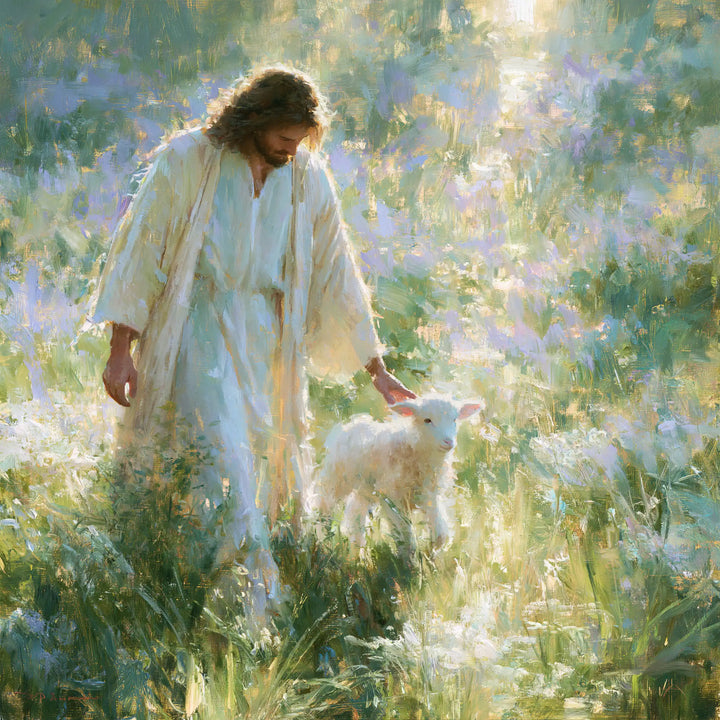 Jesus and the Lamb - Impressionist · Square n° 2