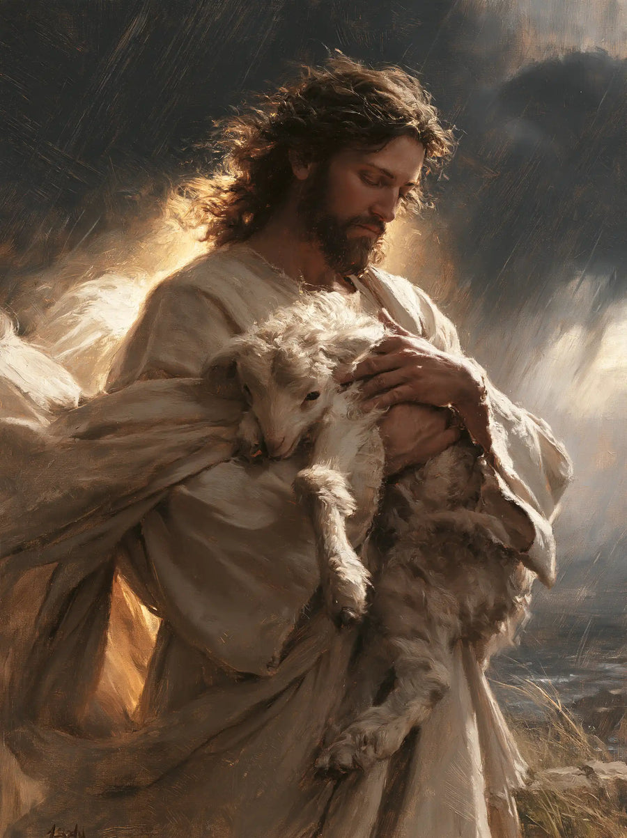 Jesus and the Lamb - Jesus Protecting the Lamb · Portrait n° 10