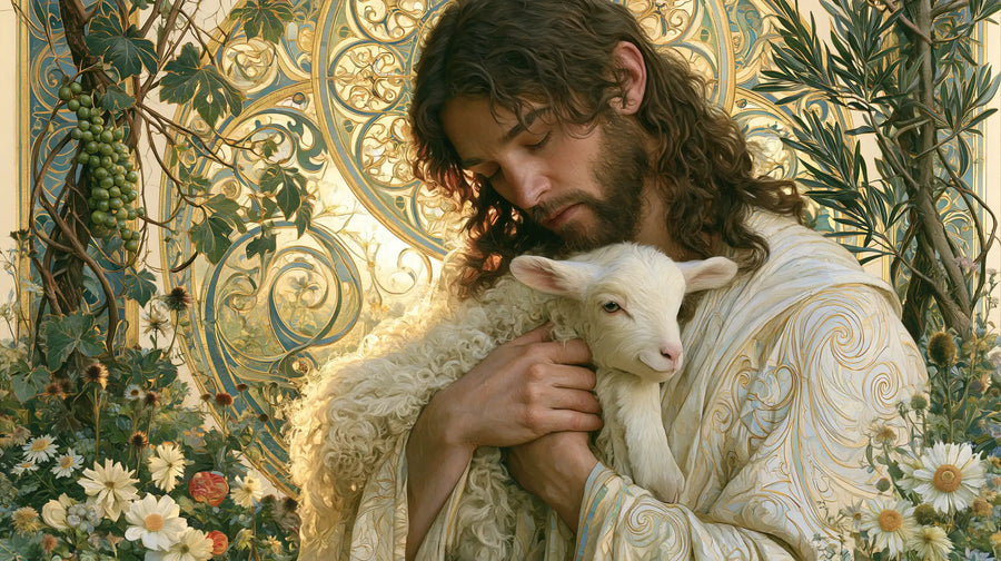 Jesus and the Lamb - Sacred Art Nouveau · Landscape n° 10