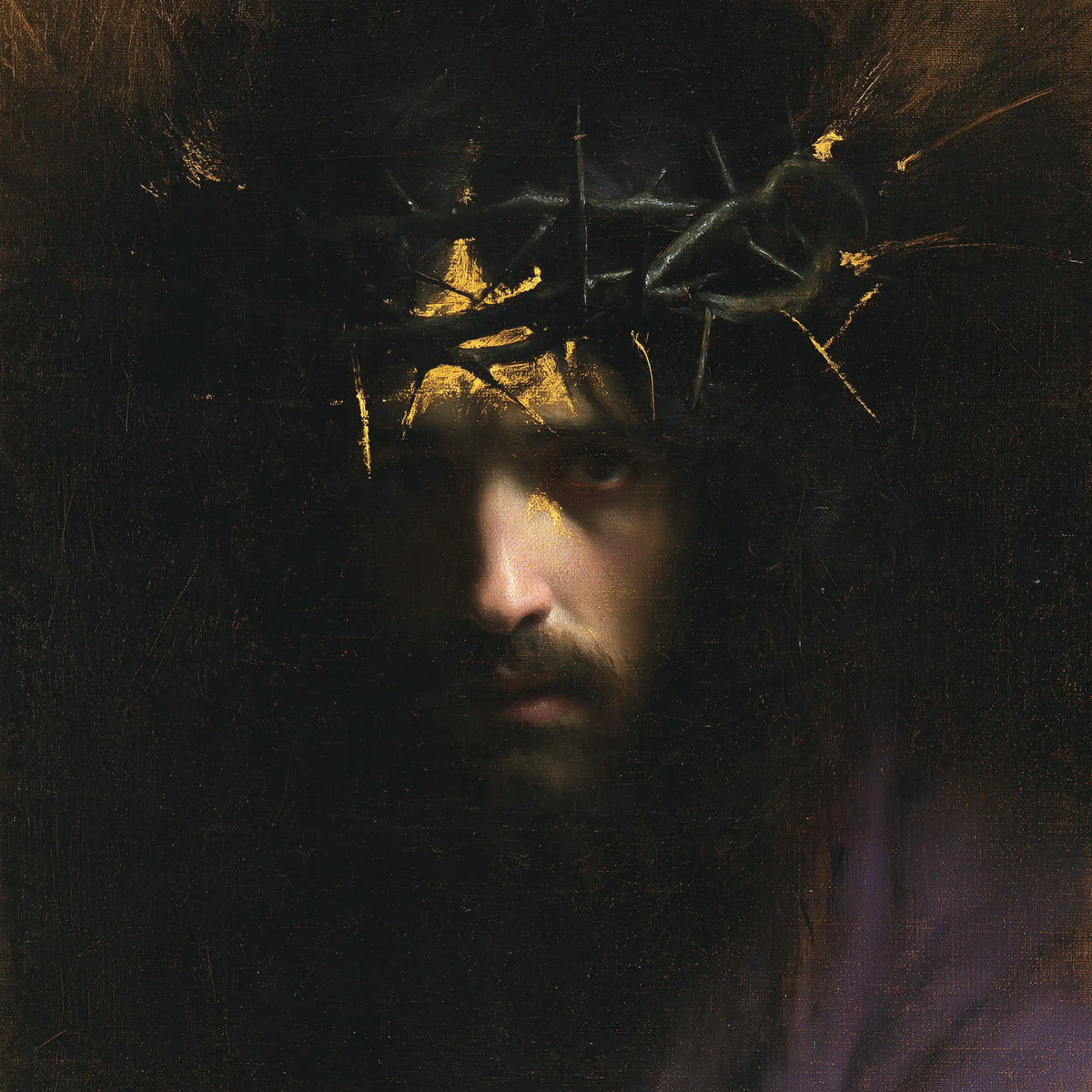 Jesus Crowned with Thorns — Golden Gleam upon Low Thorns