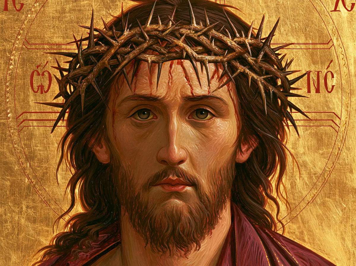 Jesus Crowned with Thorns — The Marked Brow in Warm Gold