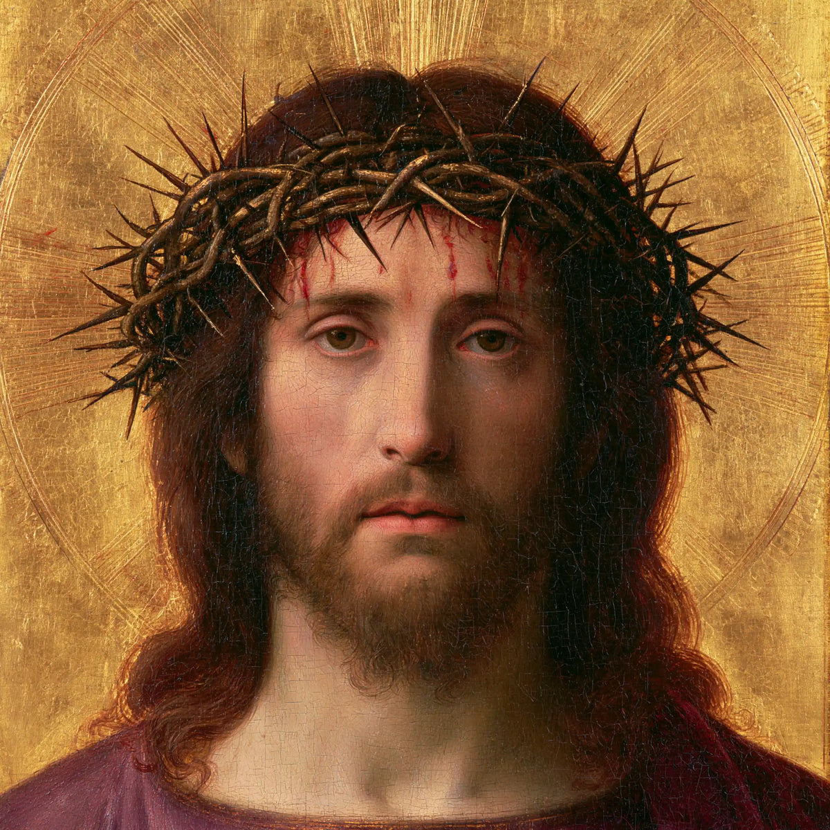 Jesus Crowned with Thorns — The Gentle Face in the Brown Circle