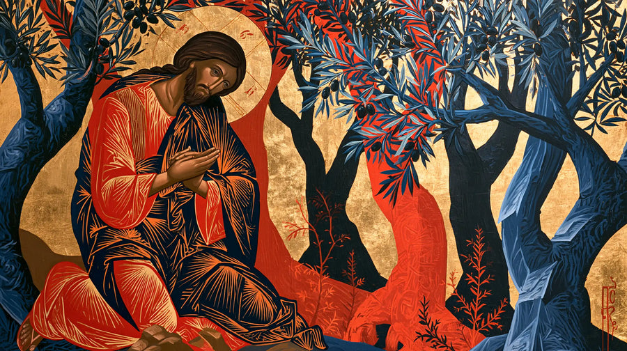 Jesus in Gethsemane - Contemporary Byzantine · Landscape n° 9