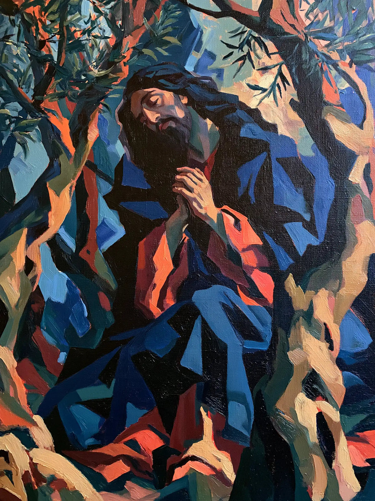 Jesus in Gethsemane — The Cloak with Ember Fragments