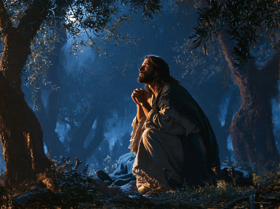 Jesus in Gethsemane - Midnight Blue Chiaroscuro · Landscape n° 2