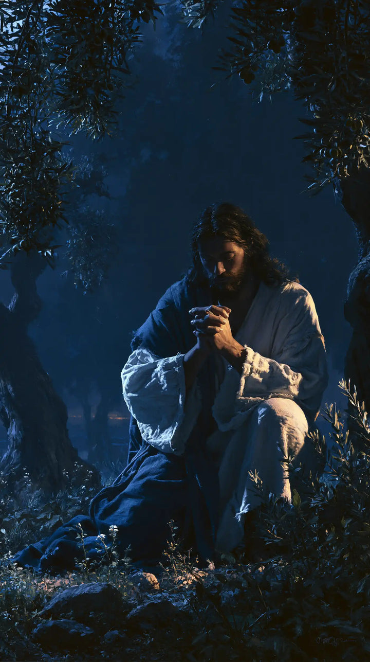 Jesus in Gethsemane - Midnight Blue Chiaroscuro · Portrait n° 2