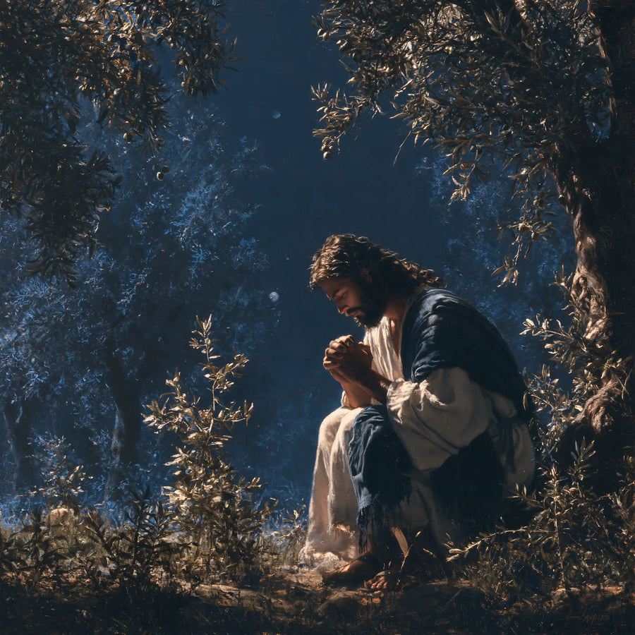Jesus in Gethsemane - Midnight Blue Chiaroscuro · Square n° 5