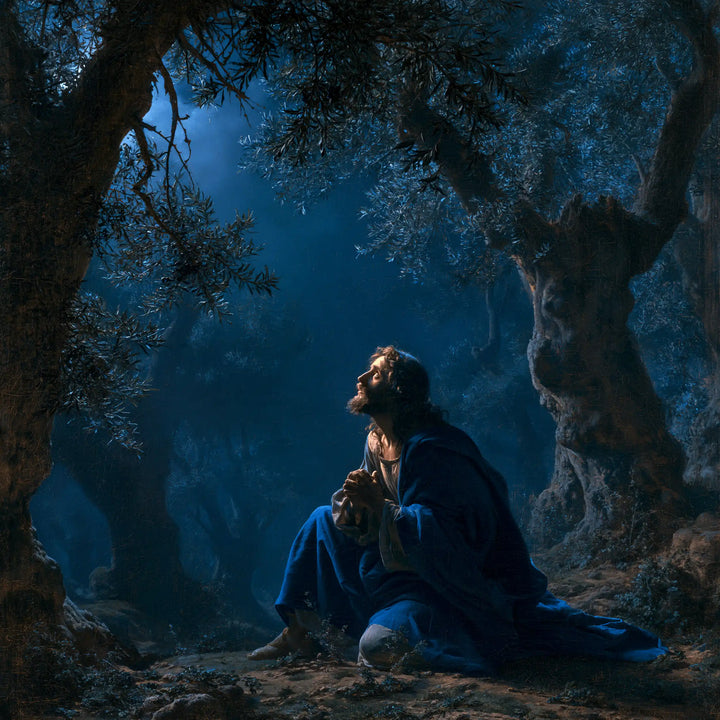 Jesus in Gethsemane - Midnight Blue Chiaroscuro · Square n° 7