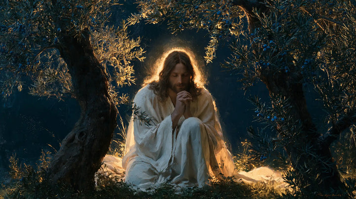 Jesus in Gethsemane — Linen in the Halo of Silence