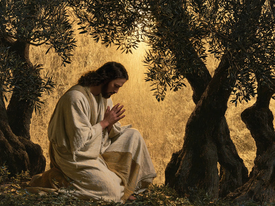 Jesus in Gethsemane — Reverence before Still Gold