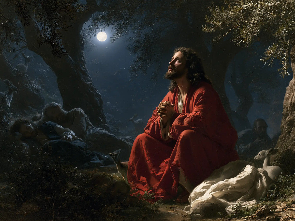 Jesus in Gethsemane — Scarlet beside the White Sheet