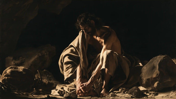 Jesus in the Desert - Caravaggio Tenebrism · Landscape n° 17