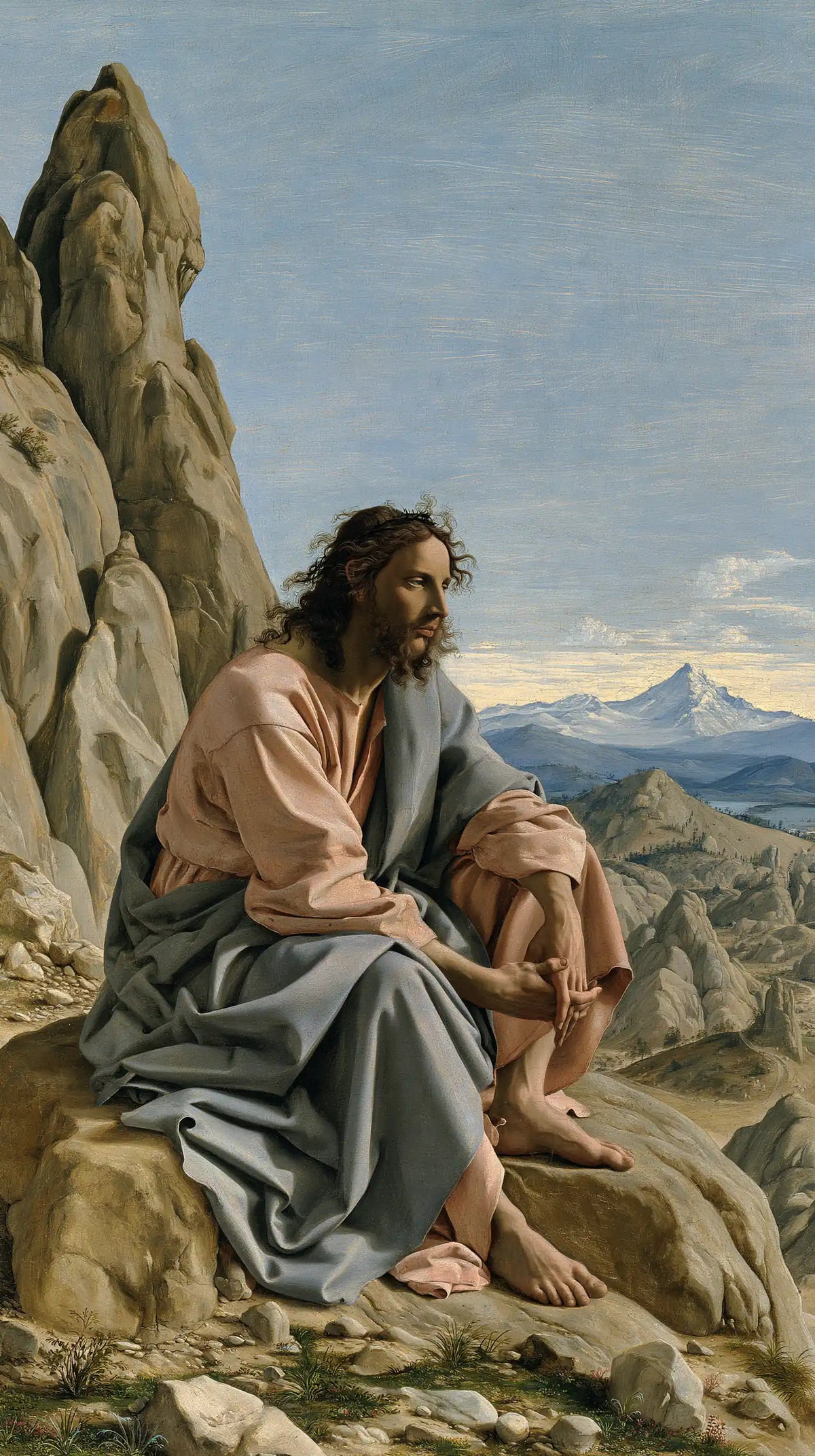Jesus in the desert during the temptation in Florentine Renaissance style, portrait Christian artwork no. 2