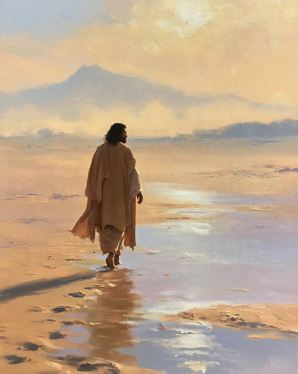 Jesus in the desert during the temptation in Impressionist style, portrait Christian artwork no. 25