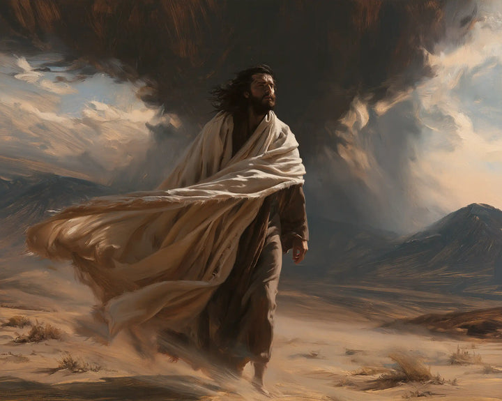 Jesus in the Desert — The Mantle Swept Beneath the Black Vault