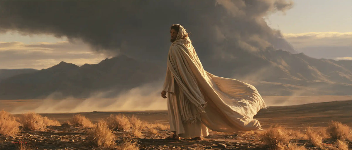 Jesus in the Desert — The Watcher Facing Evening Dust