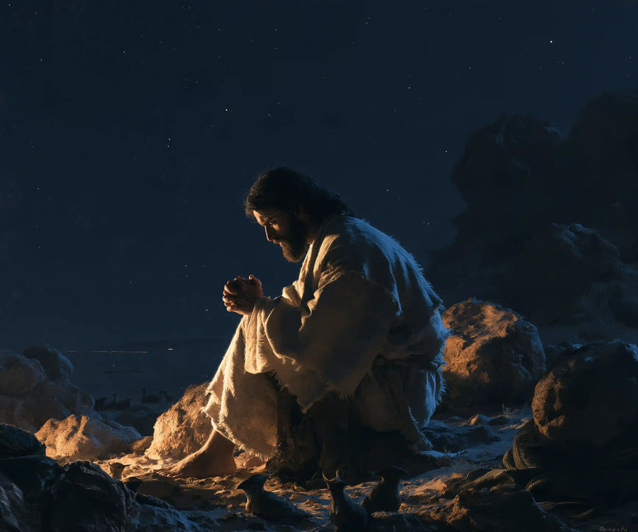 Jesus in the Desert - Midnight Blue Chiaroscuro · Landscape n° 4