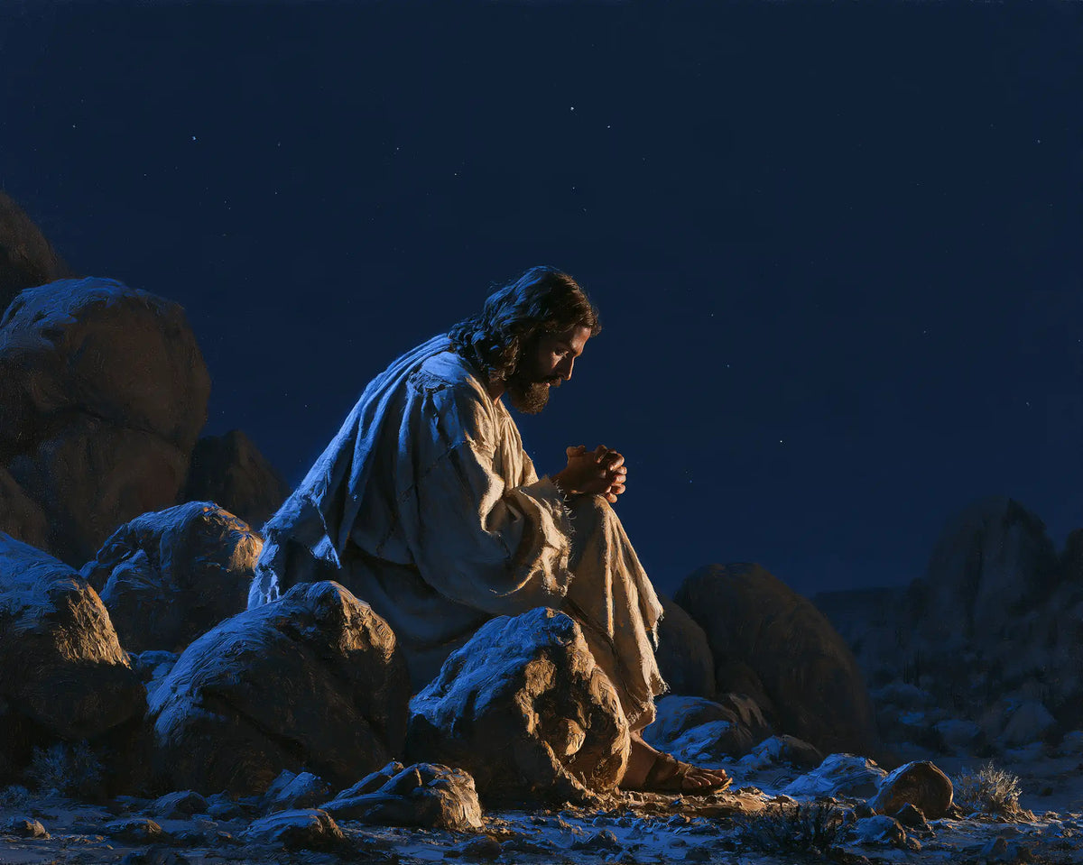 Jesus in the Desert — Hands within the Shelter of Rocks