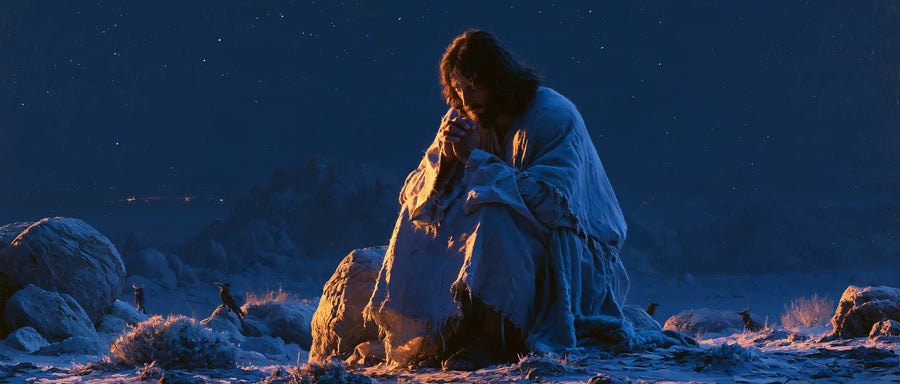 Jesus in the Desert - Midnight Blue Chiaroscuro · Landscape n° 22