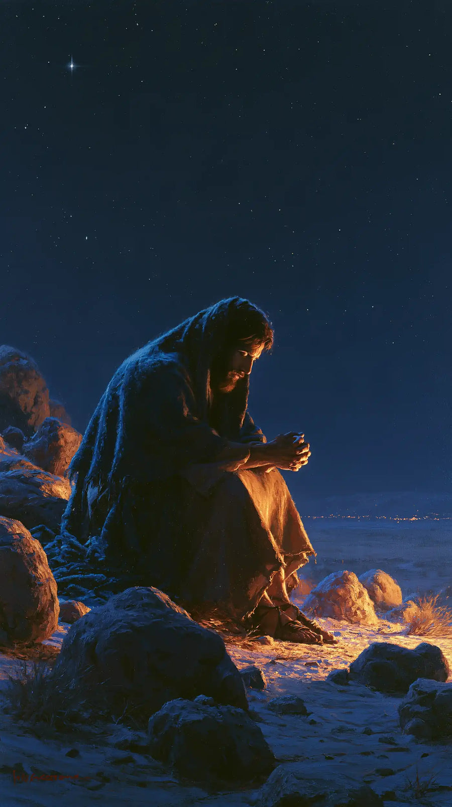 Jesus in the Desert - Midnight Blue Chiaroscuro · Portrait n° 4