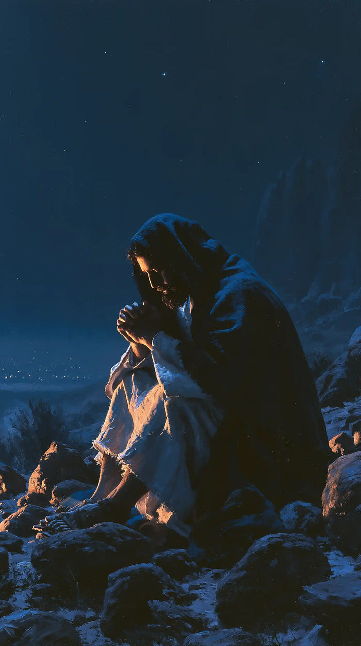 Jesus in the Desert - Midnight Blue Chiaroscuro · Portrait n° 10