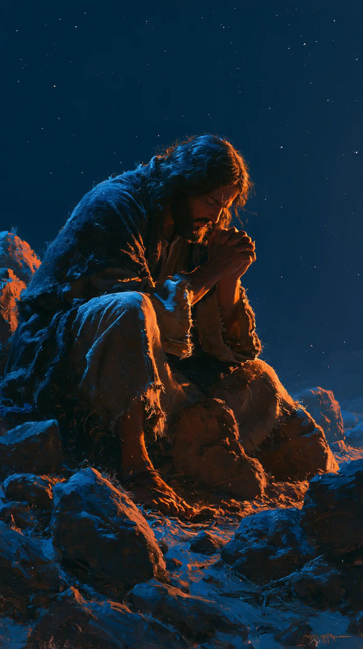 Jesus in the Desert - Midnight Blue Chiaroscuro · Portrait n° 13