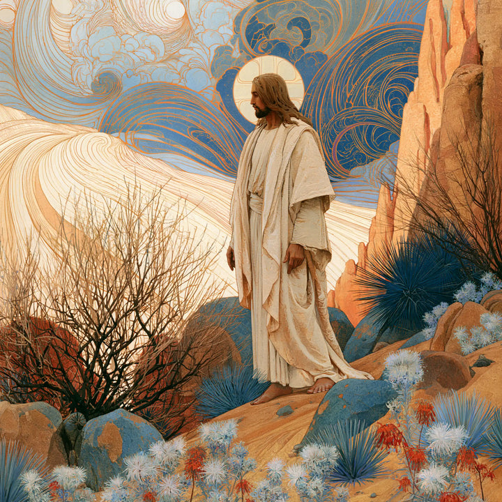 Jesus in the Desert - Sacred Art Nouveau · Square n° 2