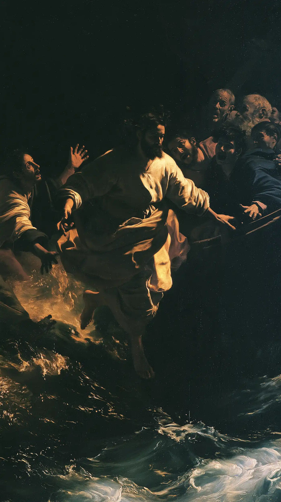 Jesus Walking on Water - Caravaggio Tenebrism · Portrait n° 2