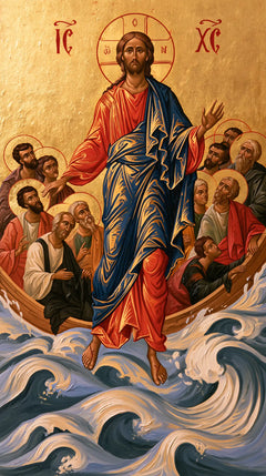 Jesus Walking on Water — The Blessing upon Pale Scrolls of Water