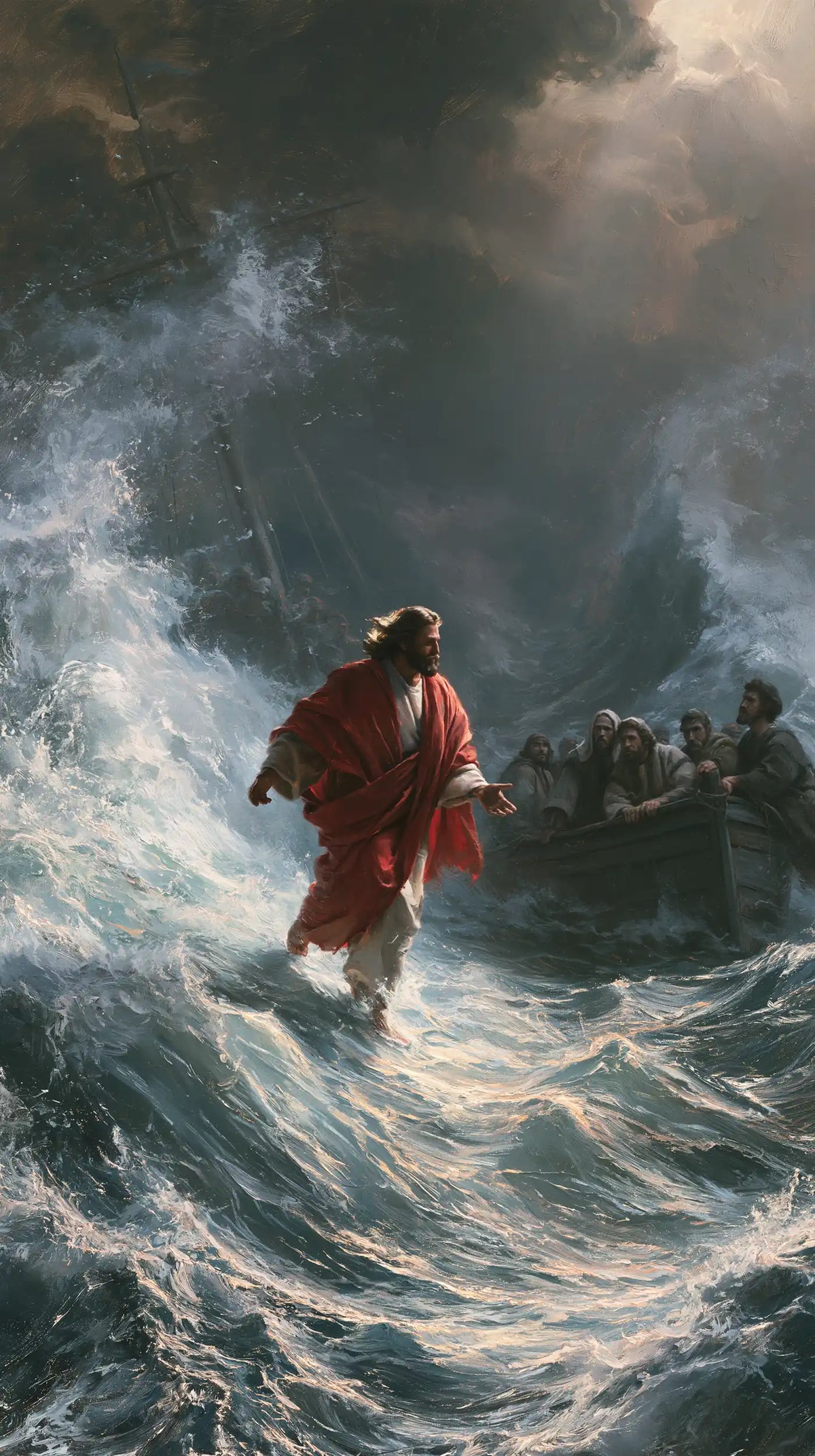 Jesus Walking on Water — The Red Cloak in the Sea Ravine