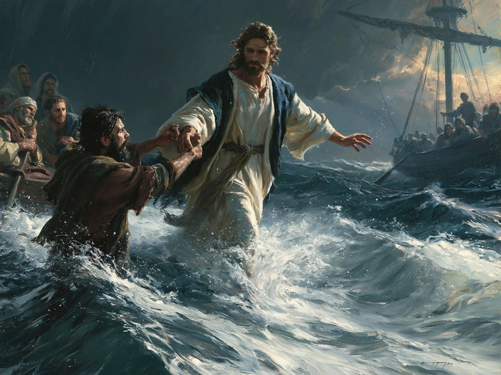 Jesus Walking on Water — The Blue That Brings Him from the Waters