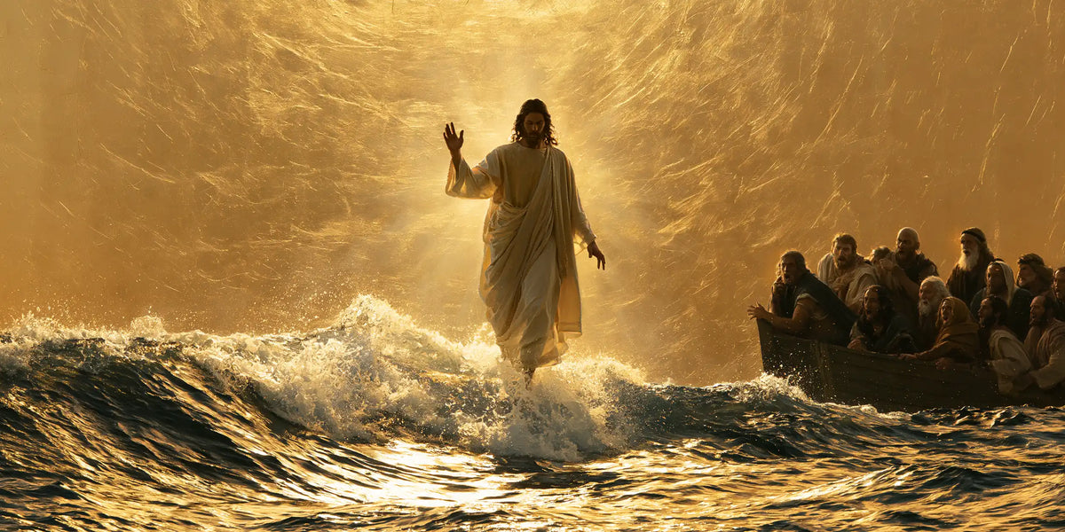 Jesus Walking on Water — The Bright Crest beneath the Shadowed Presence