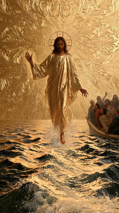 Jesus Walking on Water — The Brown Robe beneath the Embossed Sky