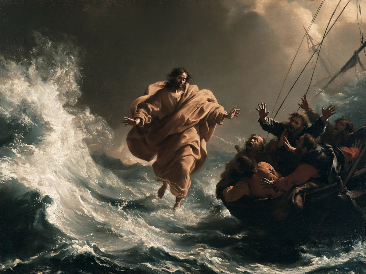 Jesus Walking on Water — The Brown Cloak before Raised Hands